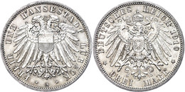 3 Mark, 1910, Wz. Rf., Vz., Katalog: J. 82 Vz - Lübeck