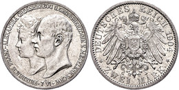 2 Mark, 1904, Friedrich Franz IV., Auf Die Vermählung, Randfehler, Vz., Katalog: J. 86 Vz - Mecklenburg-Schwerin