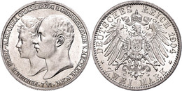 5 Mark, 1904, Friedrich Franz IV., Auf Die Vermählung, Avers Vz-st, Revers St., Katalog: J. 86 - Mecklenburg-Schwerin