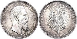 5 Mark, 1888, Friedrich III., Kl. Rf., Berieben/Kratzer, Vz., Katalog: J. 99 Vz - Altri & Non Classificati