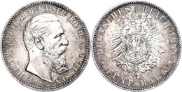 5 Mark, 1888, Friedrich III., Kl. Rf., Berieben/Kratzer, Vz., Katalog: J. 99 Vz - Sonstige & Ohne Zuordnung