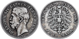 2 Mark, 1884, Heinrich XIV., S., Katalog: J. 120 S - Altri & Non Classificati