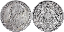 2 Mark, 1902, Georg II., Kl. Rf., Ss., Katalog: J. 151b Ss - Autres & Non Classés