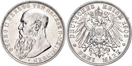 3 Mark, 1908, Georg II., Leicht Berieben, Vz., Katalog: J. 152 Vz - Sonstige & Ohne Zuordnung