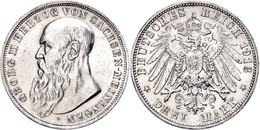 3 Mark, 1913, Georg II., Wz. Rf, Vz., Katalog: J. 152 Vz - Other & Unclassified
