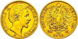 20 Mark, 1872, Ludwig II., Randfehler, Ss., Katalog: J. 194 Ss - Sonstige & Ohne Zuordnung