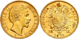 20 Mark, 1872, Ludwig II., Randfehler, Ss., Katalog: J. 194 Ss - Other & Unclassified