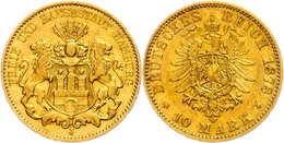 10 Mark, 1878, Stadtwappen, Ss., Katalog: J. 209 Ss - Altri & Non Classificati