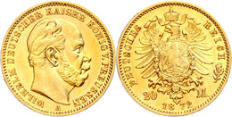 20 Mark, 1872, A, Wilhelm I., Kl. Rf., Ss+., Katalog: J. 243 - Altri & Non Classificati