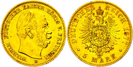 5 Mark, 1877, Wilhelm I., Mzz B, Ss-vz., Katalog: J. 244 Ss-vz - Sonstige & Ohne Zuordnung