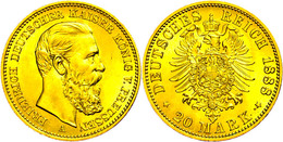 20 Mark, 1888, Friedrich III., Wz. Kr. Und Rf., Vz-st., Katalog: J. 248 Vz-st - Sonstige & Ohne Zuordnung