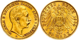 20 Mark, 1904, Wilhelm II., Kleinere Randfehler, Ss-vz., Katalog: J. 252 Ss-vz - Altri & Non Classificati