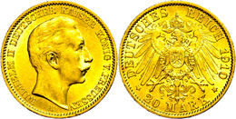 20 Mark, 1910, A, Wilhelm II., Kl. Rf., Vz., Katalog: J. 252 Vz - Other & Unclassified
