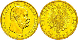 20 Mark, 1887, Ernst, Randfehler, Ss. Mit Aktueller Kurz-Expertise Franquinet., Katalog: J. 269 Ss - Autres & Non Classés