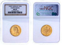 20 Mark, 1900, Wilhelm II., Im Plastikholder Der NGC Mit Der Bewertung "MS62"., Katalog: J. 296 - Altri & Non Classificati