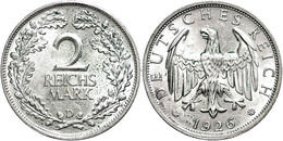 2 Reichsmark, 1926, D, Etwas Grünspan, F. St., Katalog: J. 320 - Sonstige & Ohne Zuordnung