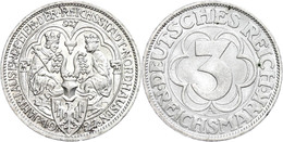 3 Reichsmark, 1927 A, Nordhausen, Vz-st., Katalog: J. 327 Vz-st - Sonstige & Ohne Zuordnung