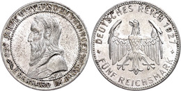 5 Reichsmark, 1927, Universität Tübingen, Wz. Rf., Avers F. St, Revers St., Katalog: J. 329 - Other & Unclassified