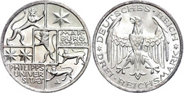 3 Reichsmark, 1927, Marburg, Wz. Rf. Und Kr., St., Katalog: J. 330 St - Sonstige & Ohne Zuordnung