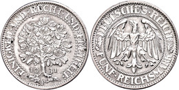5 Reichsmark, 1931, F, Eichbaum, Kl. Rf., Ss., Katalog: J. 331 Ss - Altri & Non Classificati