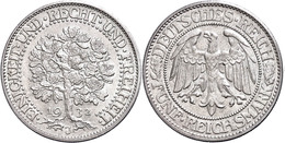 5 Reichsmark, 1932, J, Eichbaum, Vz., Katalog: J. 331 Vz - Sonstige & Ohne Zuordnung