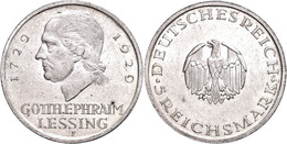 5 Reichsmark, 1929, F, Lessing, Vz-st., Katalog: J. 336 Vz-st - Sonstige & Ohne Zuordnung