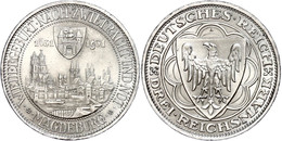 3 Reichsmark, 1931, Magdeburg, Kl. Rf., Vz., Katalog: J. 347 Vz - Other & Unclassified