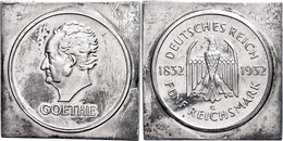 5 Reichsmark, 1932, G, Klippe (ca. 41,90x41,50mm), Goethe, Berieben, Vz. Sehr Selten!, Katalog: J. 351 Vz - Sonstige & Ohne Zuordnung