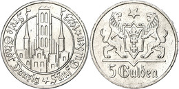 Danzig, 5 Gulden, 1923, Marienkirche, Kl. Rf., Avers Leicht Berieben, Vz., Katalog: J. D9 Vz - Sonstige & Ohne Zuordnung