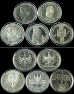 5x5 Mark, 1952-1964, Germanisches Museum Bis Fichte, J. 388, 389, 390, 391 Und 393, Jeweils Vz., Katalog: J. 388 Vz - Sonstige & Ohne Zuordnung