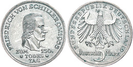 5 Mark, 1955, Schiller, Etwas Grünspan, Kl. Rf., Vz-st., Katalog: J. 389 Vz-st - Sonstige & Ohne Zuordnung