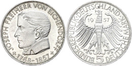 5 Mark, 1957, Eichendorff, Wz. Rf., Vz, Katalog: J. 391 Vz - Andere & Zonder Classificatie