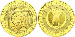200 Euro, Gold, 2002, G, Währungsunion, Mit Zertifikat In Ausgabeschatulle, St., Katalog: J. 494 St - Altri & Non Classificati