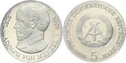 5 Mark, 1980, Menzel, In Hartplastik Verplombt, PP., Katalog: J. 1576 PP - Sonstige & Ohne Zuordnung