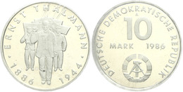 10 Mark, 1986, Thälmann, In Hartplastik Verplombt (Plastik Zerkratzt), PP., Katalog: J. 1608 PP - Sonstige & Ohne Zuordnung