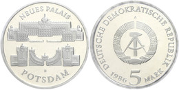 5 Mark, 1986, Neues Palais Potsdam, In Hartplastik Verplombt, PP., Katalog: J. 1610 PP - Autres & Non Classés