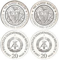 Münzset, 2x 20 Mark (Stadtsiegelpärchen), 1987, 750 Jahre Berlin Historisches Stadtsiegel, 2 PP Varianten (das Gesamte S - Altri & Non Classificati