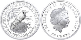 50 Cents, 2015, 25. Jahre Kookaburra - Coin Show In Beijing, 1/2 Unze Silber, Etui Mit OVP Und Zertifikat. Auflage Nur 2 - Andere & Zonder Classificatie