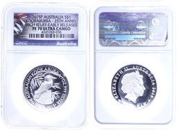 Dollar, 2015, Kookaburra, In Slab Der NGC Mit Der Bewertung PF70 Ultra Cameo, High Relief, Early Releases, Flag Label. - Andere & Zonder Classificatie