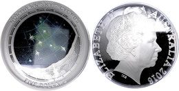 5 Dollars, 2016, Northern Sky - Cygnus, 1 Unze Silber, Gewölbt, Coloriert, Etui Mit OVP Und Zertifikat. Auflage Nur 5.00 - Other & Unclassified