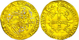 Couronne D'or Au Soleil (3,38g), 1544, Karl V., Delm. 102, Leichte Klebestreifenrückstände, Ss.  Ss - Other & Unclassified