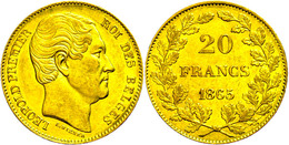 20 Francs, Gold, 1865, Leopold I., Fb. 411, Ss-vz.  Ss-vz - Sonstige & Ohne Zuordnung