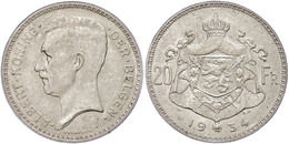 20 Francs, 1934, Albert I., Der Belgen, Randfehler, Vz.  Vz - Altri & Non Classificati