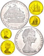 Set Zu 25 Penny Silber Und 50 Und 100 Dollars Gold, 1977, KM 25, 26 Und 27, Mit Zertifikat In Ausgabeschatulle, PP.  PP - Unclassified