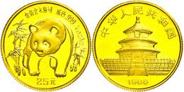 25 Yuan, Gold, 1986, Panda, KM 133, Verschweißt, St.  St - Chine