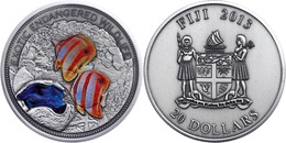 20 Dollars, 2013, Great Barrier Reef, 2 Unze Silber, Coloriert, Antik Finish, Etui Mit OVP Und Zertifikat, St. Auflage N - Figi