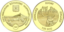 150 ECU, Gold, 1994, Rovaniemi Hauptstadt Lapplands, 6,72 G, 750er Gold, Im Münzrähmchen, PP. Auflage Nur 1000 Exemplare - Finlandia