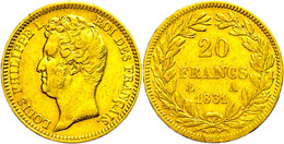 20 Francs, Gold, 1831, Louis Philippe I, A (Paris), Fb. 553, Kl. Rf., Ss.  Ss - Sonstige & Ohne Zuordnung