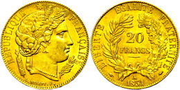 20 Francs, Gold, 1851, Ceres, Fb. 566, Wz. Rf., Ss.  Ss - Altri & Non Classificati