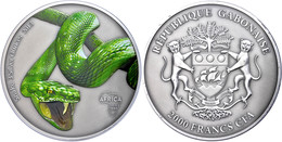 2.000 Francs, 2013, Africa - Schlange, 3 Unzen Silber, Coloriert, Antik Finish, In Kapsel Mit Zertifikat, St. Auflage Nu - Gabon